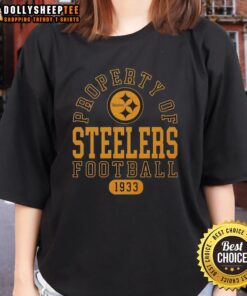 Official Property of Pittsburgh Steelers Football Since 1933 Ladies Tee featuring team logo and vintage design.