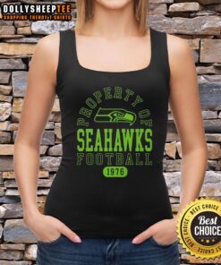 Official Property of Seattle Seahawks Football Since 1976 tank top, featuring team colors and logo for fans.