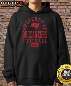 Official Property of Tampa Bay Buccaneers hoodie since 1976, showcasing team colors and logo for fans and sports enthusiasts.