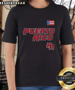 Official Puerto Rico World Baseball 2026 ladies tee featuring vibrant colors and stylish design for fans.