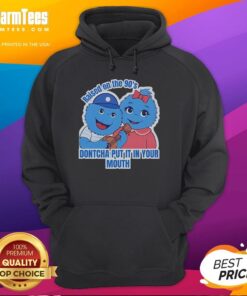 Official Raised On The 90s Don'tcha Put It In Your Mouth Hoodie featuring retro design and vibrant colors.