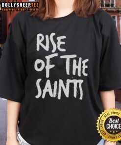 Alt Text: Official Rise Of The Saints Ladies Tee featuring stylish design and comfortable fit for dedicated fans.