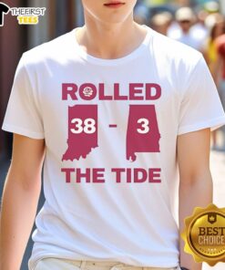 Official Rolled The Tide 383 Alabama Football Victory T-Shirt featuring team colors and logo celebrating the win.