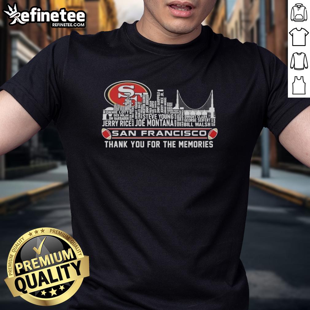 official-san-francisco-49ers-thank-you-for-the-memories-city-skyline-t-shirt Alt Text: San Francisco 49ers Thank You For The Memories T-Shirt featuring a city skyline design, perfect for fans.