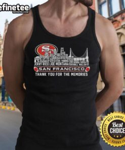 Official San Francisco 49ers Thank You For The Memories tank top featuring a vibrant city skyline design.