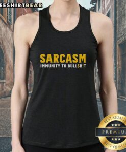 Official Sarcasm Immunity to Bullshit Tank Top featuring a bold design, perfect for sarcasm lovers and casual wear.