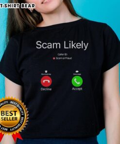 Official Scam Likely Caller ID Ladies Tee featuring a stylish design, perfect for women who want to showcase awareness.