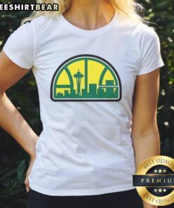 Official Seattle NBA Skyline Hardwood Logo Ladies Tee featuring vibrant team colors and stylish design for fans.