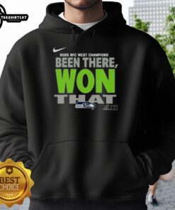 2025 NFC West Champions Hoodie featuring Seattle Seahawks logo, perfect for fans of the team and stylish game day wear.