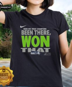 Official Seattle Seahawks 2025 NFC West Champions ladies tee featuring vibrant team logo and stylish design.