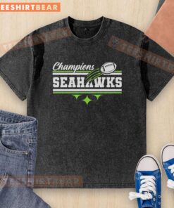 Alt Text: Official Seattle Seahawks Football 2026 Champion Banner Washed T-Shirt featuring vibrant team colors and logo.