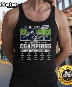 Official Seattle Seahawks NFC West Champions 2025-2026 Seed 1 helmet logo tank top for fans and collectors.