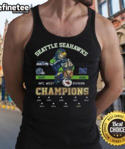 Official Seattle Seahawks NFC West Champions 2025 celebration tank top featuring vibrant team colors and logo.