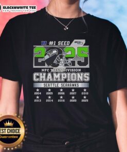 Official Seattle Seahawks NFC West Division Champions 1 Seed Ladies Tee showcasing team pride and style for female fans.