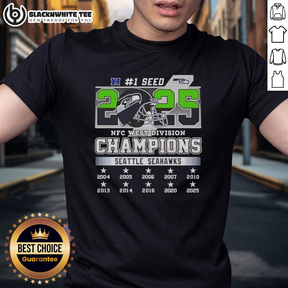 Official Seattle Seahawks Nfc West Division Champions 1 Seed T Shirt Official Seattle Seahawks NFC West Division Champions 1 Seed T-Shirt showcasing team logo and championship design.