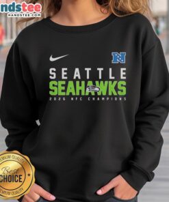 Official Seattle Seahawks NFL AFC Championship 2026 sweatshirt featuring team logo and championship design.