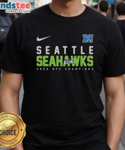 Official Seattle Seahawks NFL AFC Championship 2026 T-Shirt featuring team colors and logo for fans and collectors.