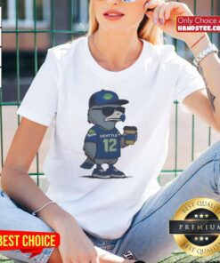Official Seattle Seahawks NFL Super Bowl LX 2026 mascot tee featuring the iconic number 12 design for ladies.