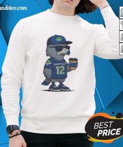 Official Seattle Seahawks NFL Super Bowl LX 2026 mascot sweatshirt featuring number 12 meme design.
