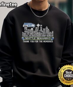 Seattle Seahawks sweatshirt featuring city skyline design, celebrating fan memories and team spirit. Perfect for Seahawks fans.