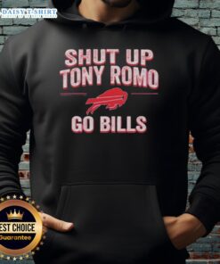 Official Shut Up Tony Romo Go Bills Hoodie - Stylish fan apparel showcasing team spirit for Buffalo Bills supporters.