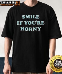 Vintage Cheech and Chong 'Smile If You're Horny' T-shirt featuring retro design and iconic comedy duo for fans.