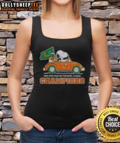 Official Snoopy and Woodstock Miami Hurricanes Cotton Bowl Classic Champions 2025 tank top for fans.