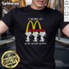 Alt Text: Official Snoopy I Work At McDonald's No See No Hear No Speak T-Shirt featuring playful Snoopy graphic design.