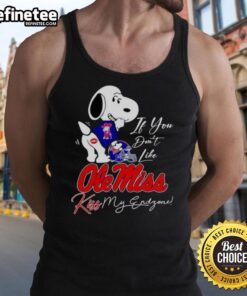 Official Snoopy tank top featuring 'If You Don't Like Ole Miss Rebels, Kiss My Endzone' design for fans.