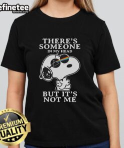 Official Snoopy Pink Floyd tee featuring 'There's Someone In My Head But It's Not Me' design for ladies.