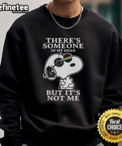 Official Snoopy Pink Floyd sweatshirt featuring 'There's Someone in My Head But It's Not Me' design in vibrant colors.
