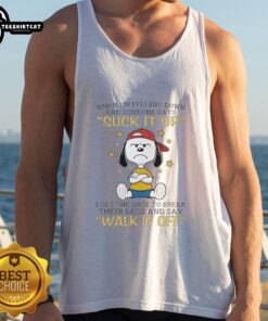 Official Snoopy tank top featuring 'When I'm feeling down...' quote, perfect for expressing humor and resilience.