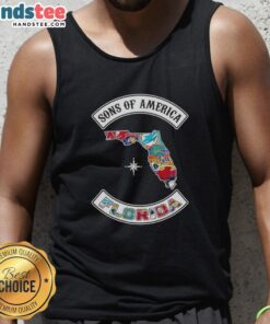 Official Son of America Florida Map Sports Logos Combine Tank Top featuring vibrant state and team graphics.