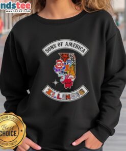 Official Son of America Illinois Map Sports Logos Combine Sweatshirt featuring vibrant graphics and state pride.
