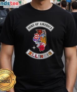 Official Son Of America Illinois Map Sports Logos Combine T-Shirt featuring unique designs for Illinois sports fans.