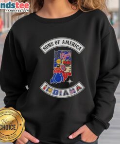Official Son of America Indiana map sports logos combine sweatshirt featuring vibrant graphics and comfortable design.