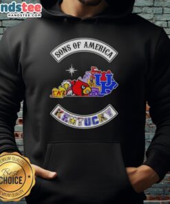 Alt Text: Official Son of America Kentucky Map Sports Logos Combine Hoodie featuring unique sports team graphics.