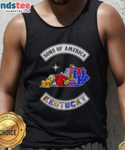 Alt Text: Official Son of America Kentucky map sports logos combine tank top design featuring vibrant graphics and a stylish fit.
