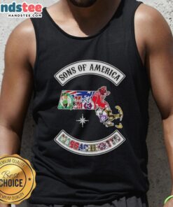 Official Son of America Massachusetts map sports logos combine tank top featuring vibrant designs and state pride.
