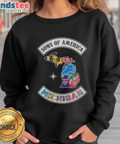 Official Son of America Michigan map sports logos combine sweatshirt in vibrant colors, perfect for fans and sports lovers.