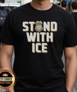 Official Stand With Ice Officer T-Shirt featuring bold graphics supporting ice officers in a patriotic design.