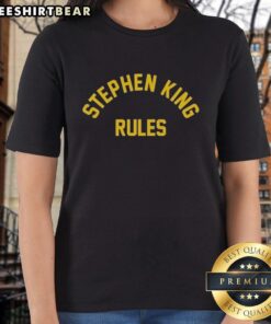 Official Stephen King Rules Ladies Tee featuring a stylish design for fans of the acclaimed author, perfect for casual wear.