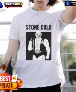 Official Stone Cold Nappa Middle Finger T-Shirt featuring bold graphic design and classic fit for fans of wrestling apparel.