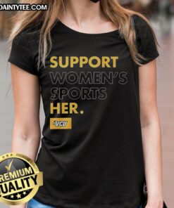Official Support Women's Sports Her Ladies Tee featuring a stylish design promoting women's athletics.