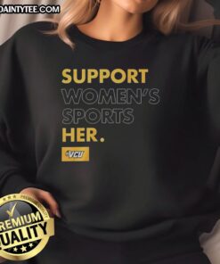 Official Support Women's Sports Her Sweatshirt in navy blue, showcasing a stylish design for female athletes.