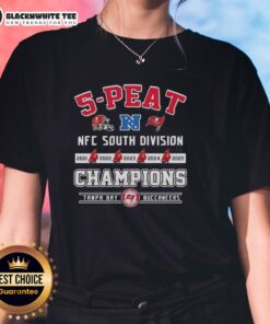 Official Tampa Bay Buccaneers 5-Peat Champions NFC South Division 2025 Back-to-Back Ladies Tee in vibrant team colors.