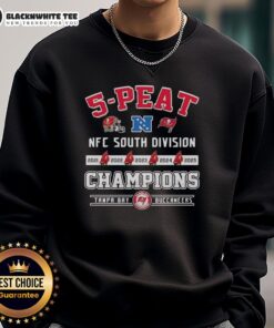 Alt Text: Official Tampa Bay Buccaneers 5-Peat Champions NFC South Division 2025 Back-to-Back Sweatshirt, featuring team colors and logo.