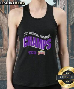 TCU Horned Frogs football tank top celebrating 2025 Valero Alamo Bowl champions in San Antonio, TX on December 30.
