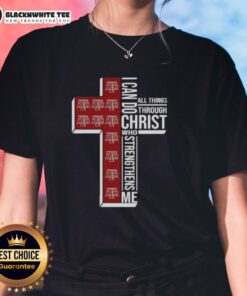 Official Texas A&M Aggies women's basketball tee featuring 'I Can Do All Things Through Christ' design.