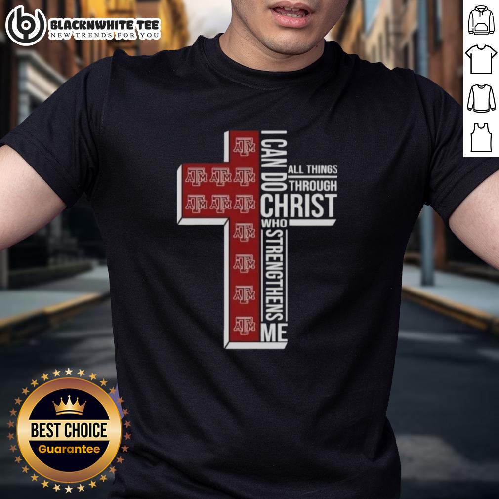 Official Texas A And M Aggies Women's Basketball Cross I Can Do All Things Through Christ T-Shirt Official Texas A&M Aggies women's basketball 'I Can Do All Things Through Christ' T-shirt showcasing team spirit and faith.